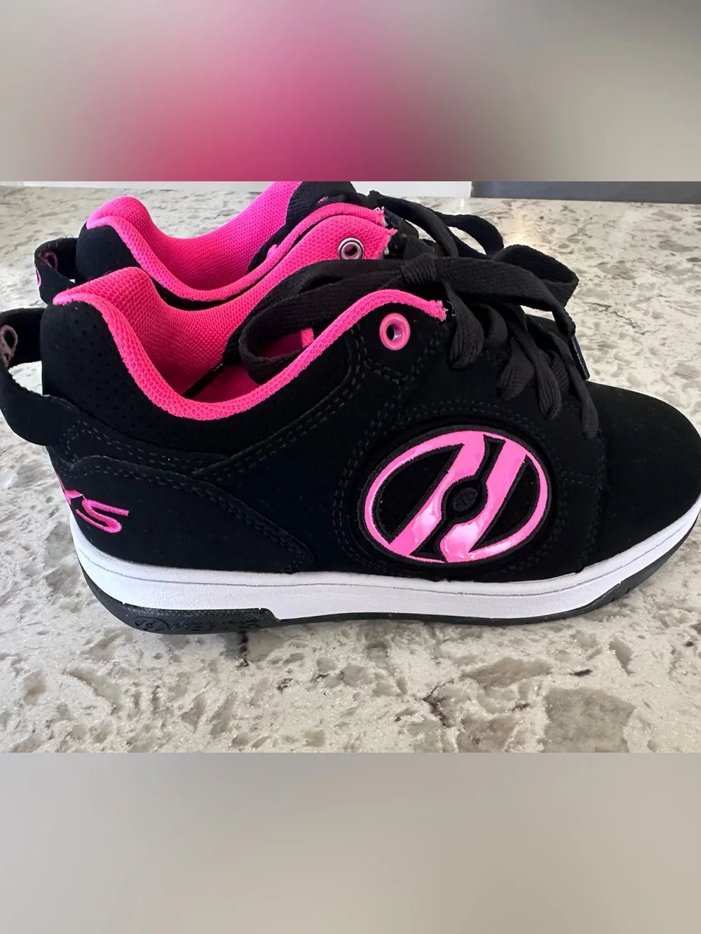 Heelys Black and Hot Pink Kid’s Lace-Up Sneakers